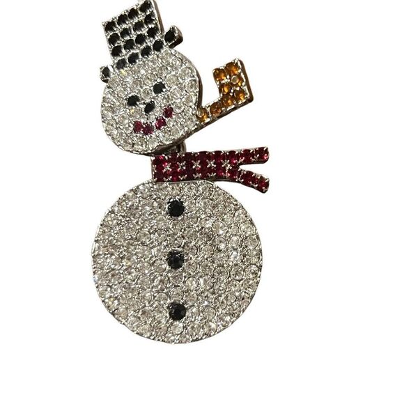 Christmas Snowman dual pendant Locket brooch - Picture 2 of 6